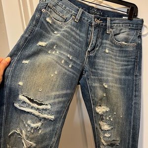 Lucky Brand Blue Distressed Boyfriend Jeans
